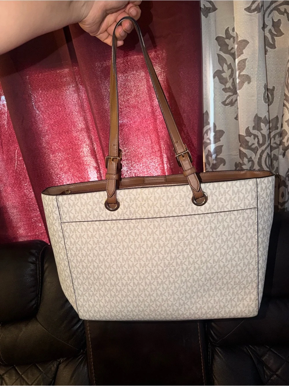 Michael Kors Beige & Brown MK Logo Tote